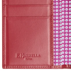 PORTAFOGLIO VERTICALE FUCSIA In seta e pelle