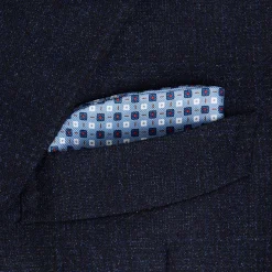 PORTAOCCHIALI AZZURRO In seta stampata a mano