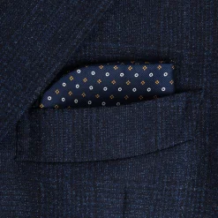 PORTAOCCHIALI BLU SCURO In seta stampata a mano