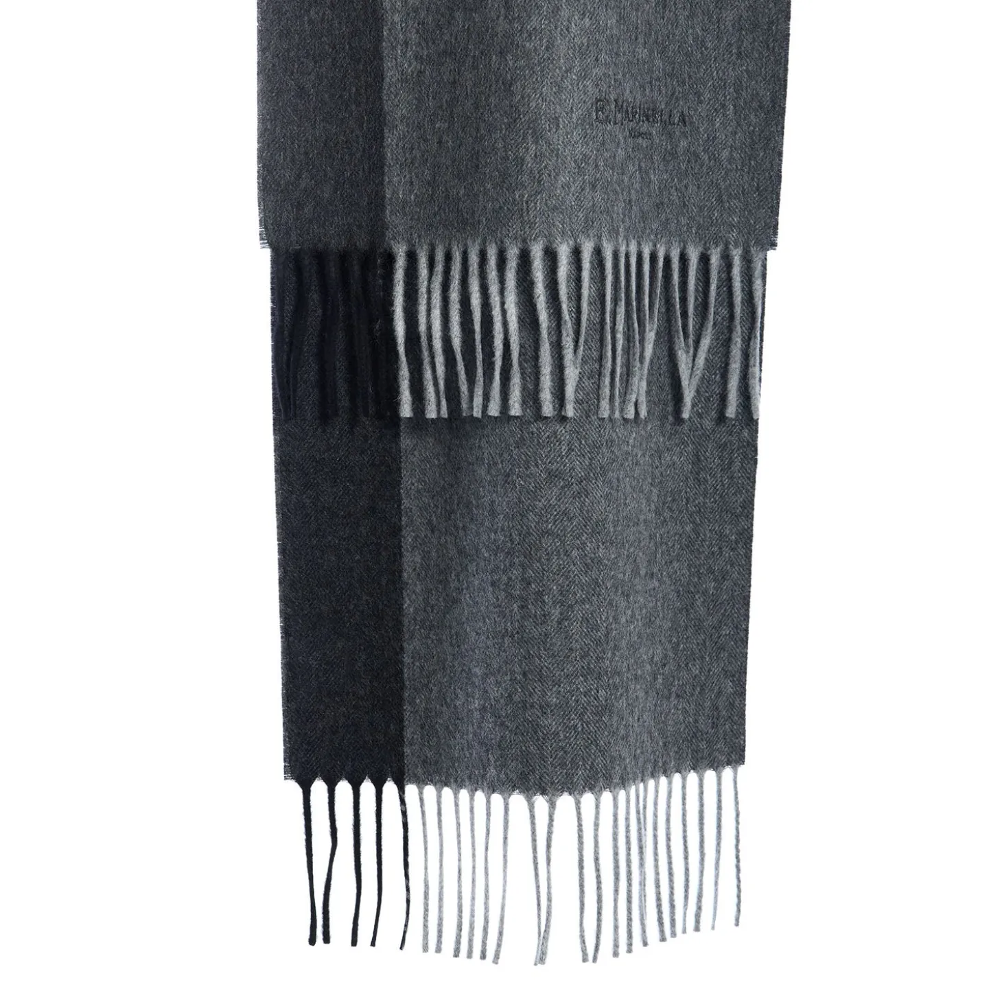 SCIARPA BICOLOR GRIGIO SCURO IN LANA E CASHMERE Tinta unita