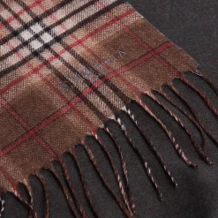 SCIARPA BICOLOR MARRONE IN SETA E CASHMERE Check