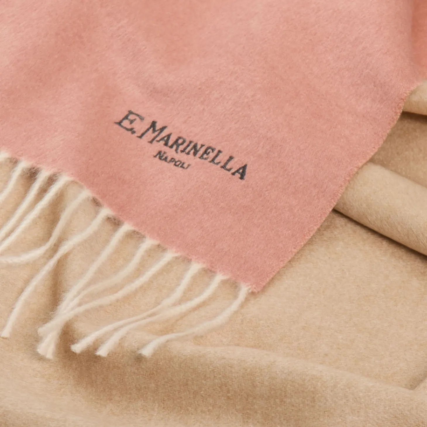 SCIARPA BICOLOR ROSA E BEIGE IN SETA E CASHMERE Tinta unita