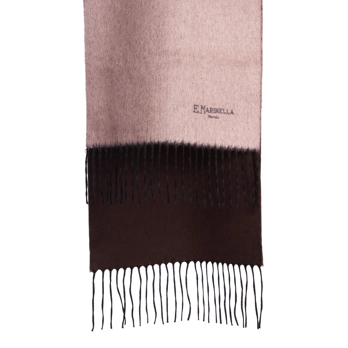 SCIARPA BICOLOR ROSA E MARRONE SCURO IN SETA E CASHMERE Tinta unita