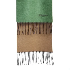 SCIARPA BICOLOR VERDE E BEIGE IN SETA E CASHMERE Tinta unita