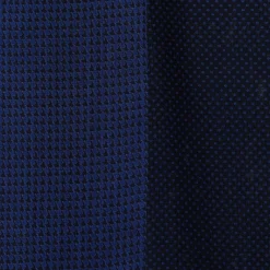 SCIARPA BLU SCURO IN LANA E SETA Pied de poule e pois