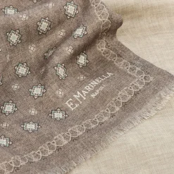 SCIARPA TUBOLARE BEIGE IN LANA E SETA Microfantasia fiore