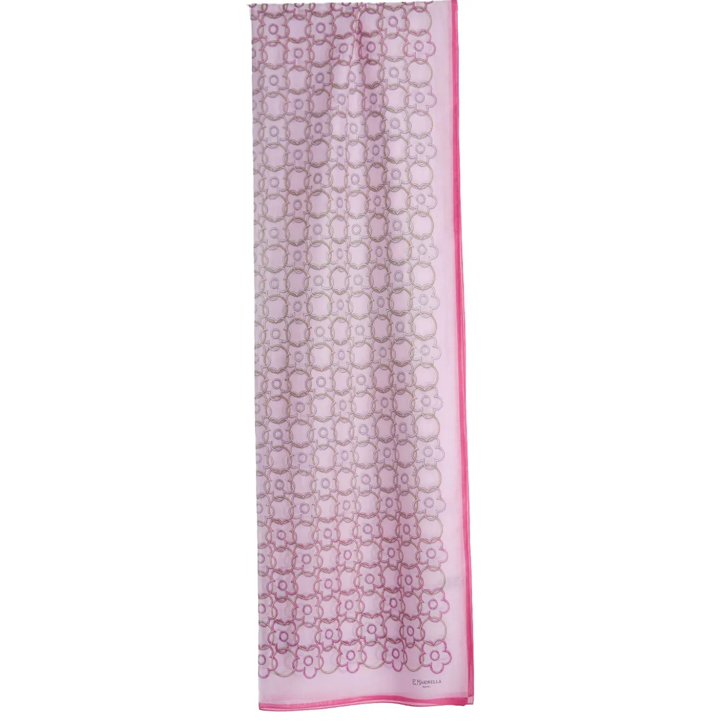 SCIARPA TUBOLARE IN VOILE DI COTONE E SETA ROSA Fiore monogram 100