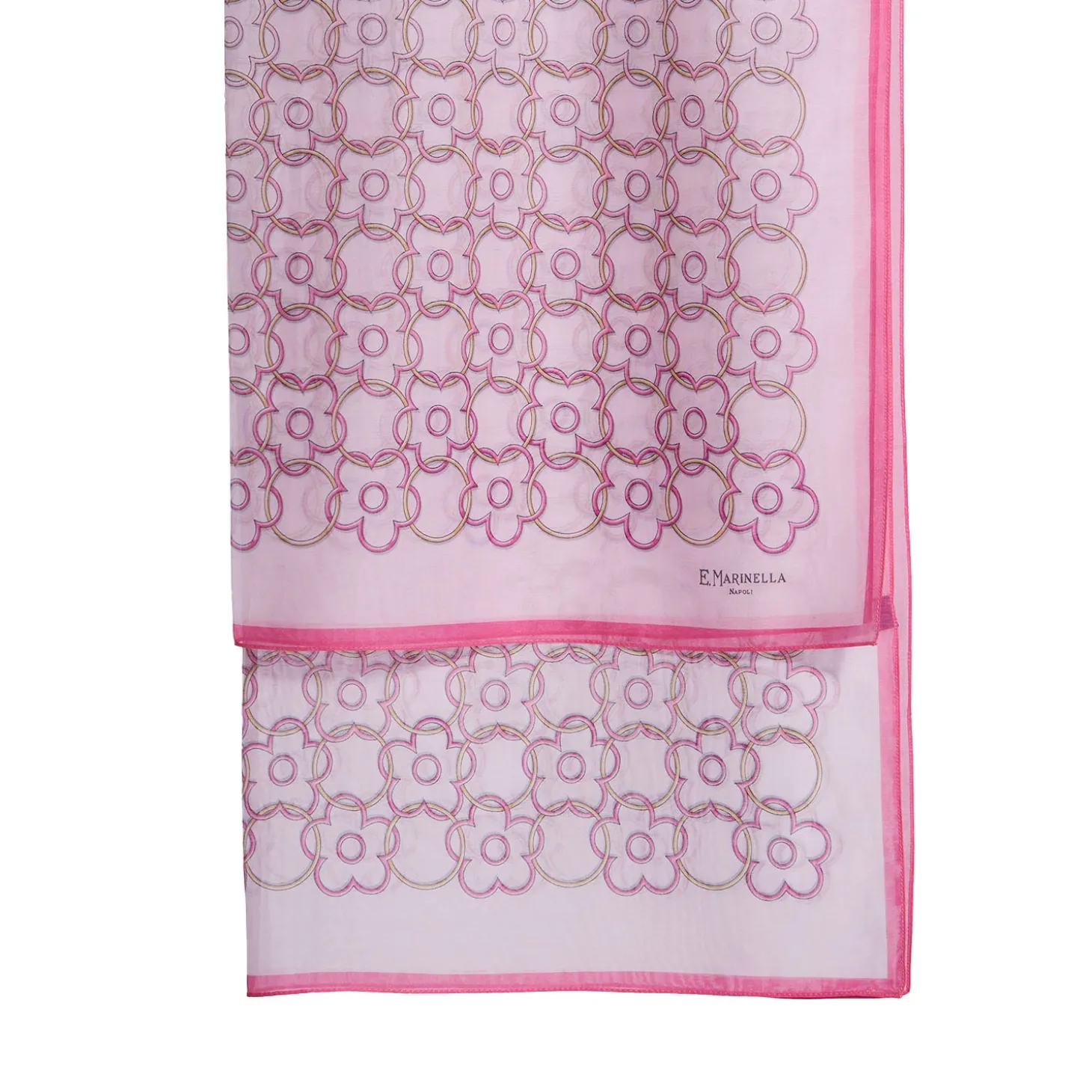 SCIARPA TUBOLARE IN VOILE DI COTONE E SETA ROSA Fiore monogram 100