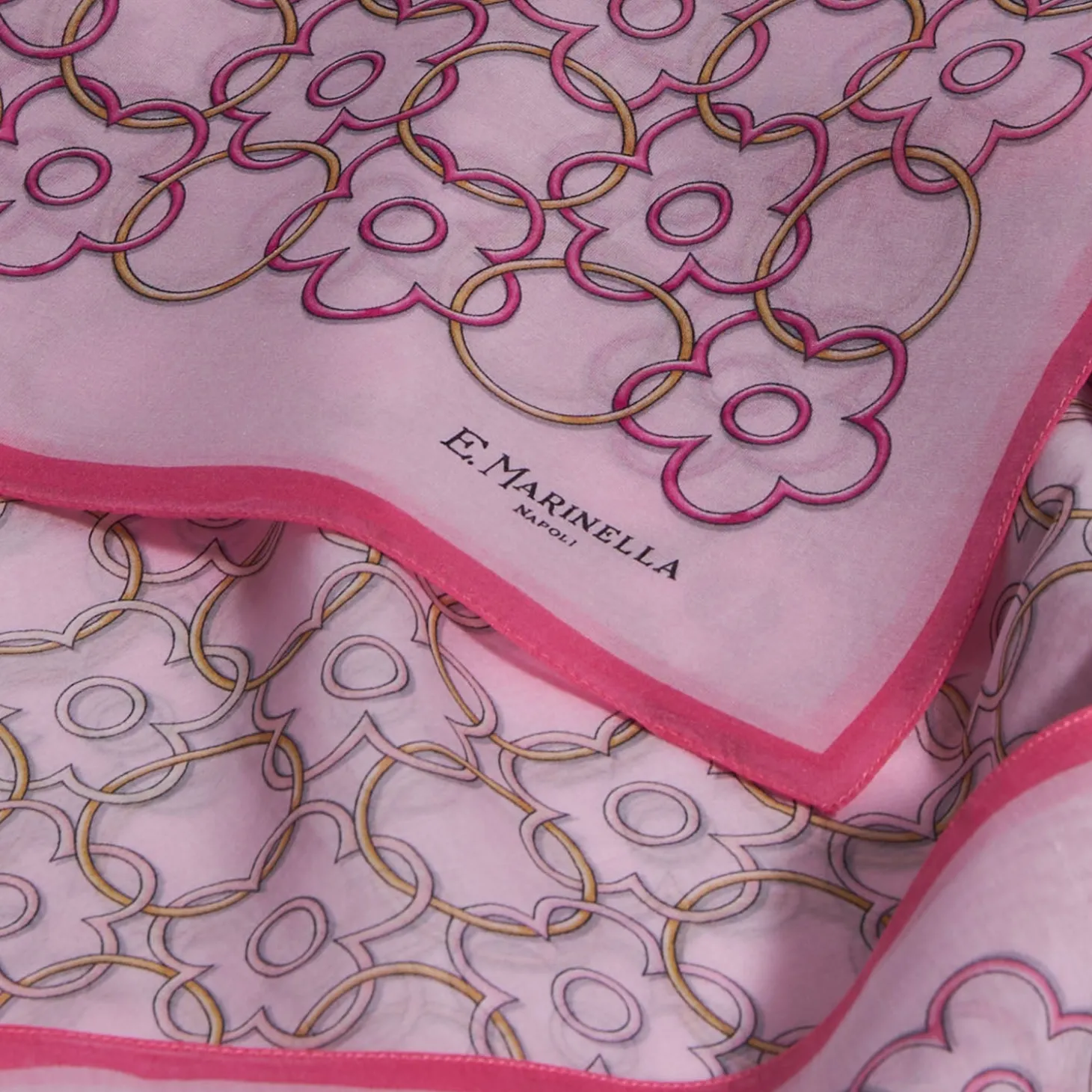 SCIARPA TUBOLARE IN VOILE DI COTONE E SETA ROSA Fiore monogram 100