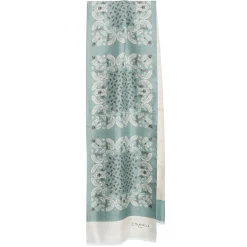 SCIARPA TUBOLARE VERDE CHIARO IN SETA TWILL Busy pattern
