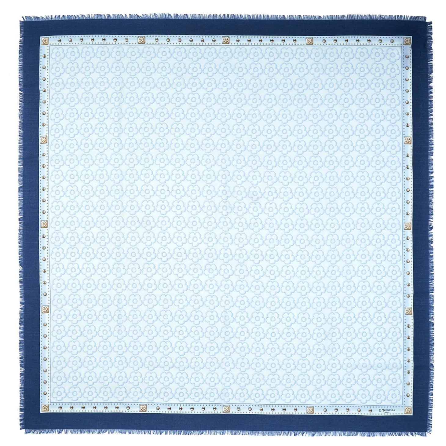 STOLA BLU 115 IN LANA, SETA E CASHMERE Fiori d’archivio