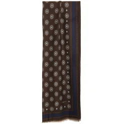 STOLA DARK BROWN IN LANA Decorazioni floreali
