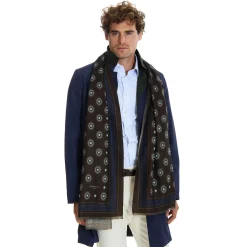 STOLA DARK BROWN IN LANA Decorazioni floreali