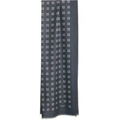 STOLA GRIGIO SCURO IN LANA Decorazioni floreali