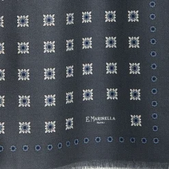STOLA GRIGIO SCURO IN LANA Decorazioni floreali