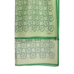STOLA IN VOILE DI COTONE E SETA VERDE Fiore monogram 100