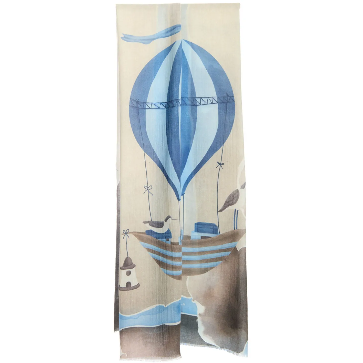 STOLA MARRONE IN CASHMERE Collezione mongolfiere