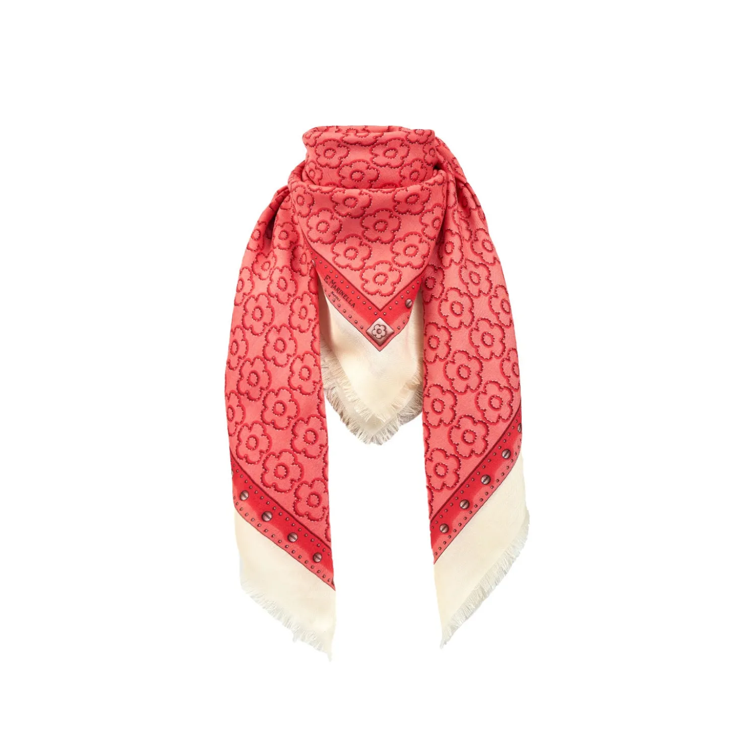 STOLA ROSA 115 IN LANA, SETA E CASHMERE Fiori d’archivio