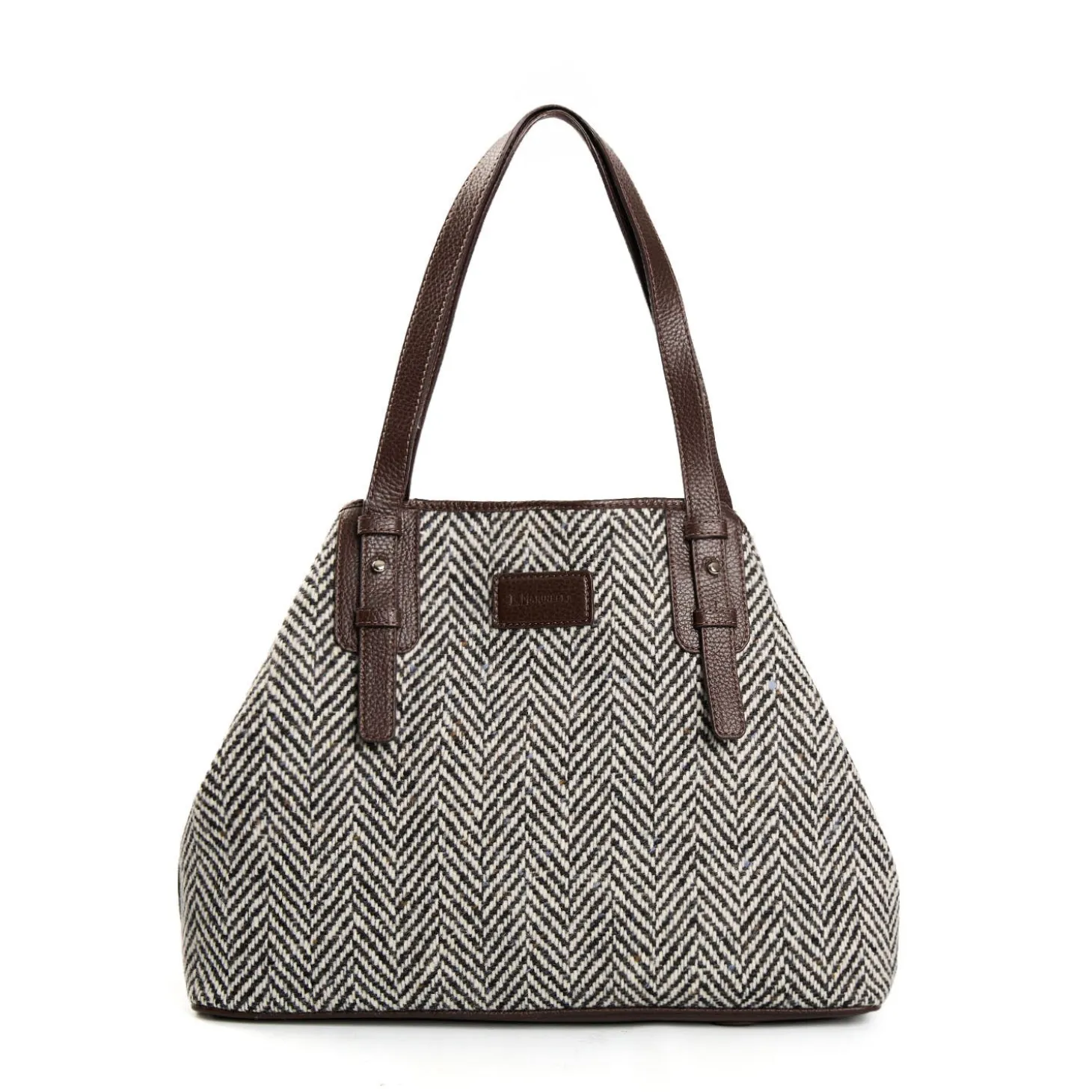 TOTE BAG MARRONE In lana e pelle martellata