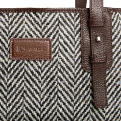 TOTE BAG MARRONE In lana e pelle martellata