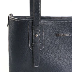 TOTE BAG MIDI BLU SCURO In pelle martellata
