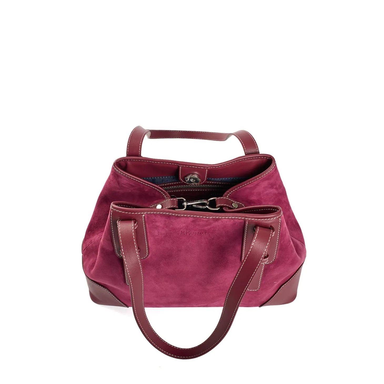 TOTE BAG MIDI BORDEAUX In suede e pelle
