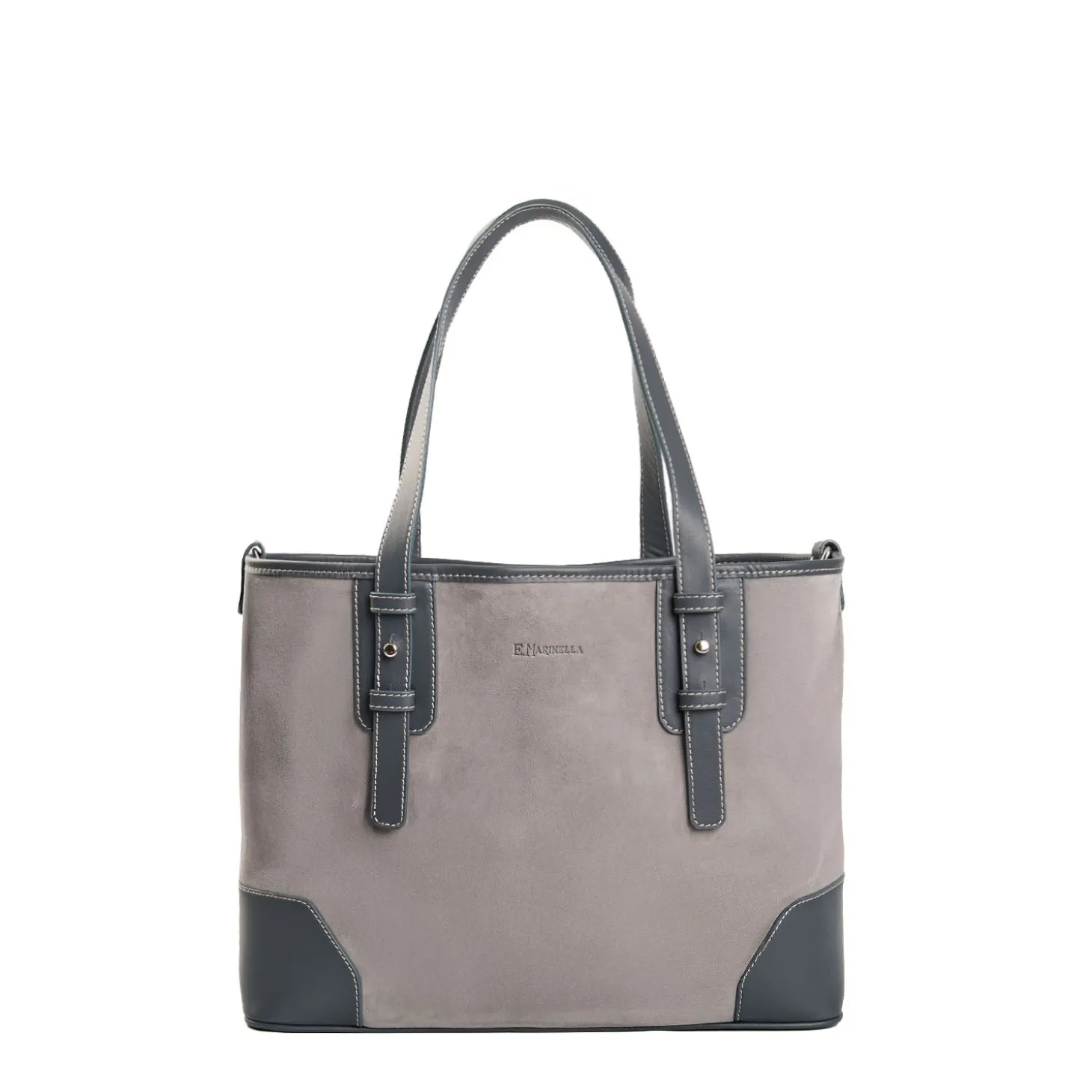 TOTE BAG MIDI GRIGIA In suede e pelle