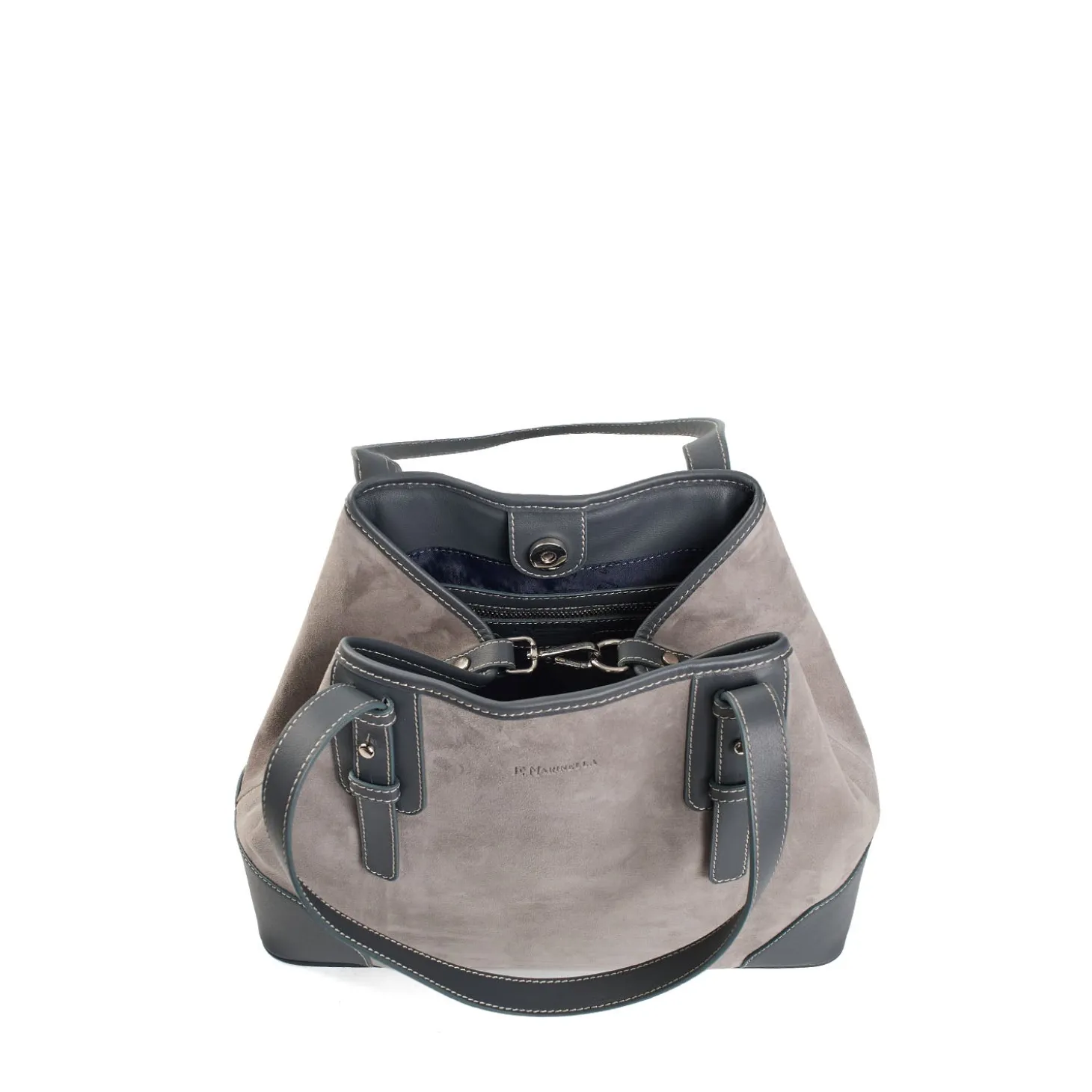 TOTE BAG MIDI GRIGIA In suede e pelle