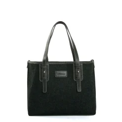 TOTE BAG MIDI VERDE SCURO In lana e pelle