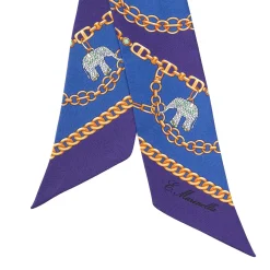 TWILLY IN SETA BLU Elefanti portafortuna